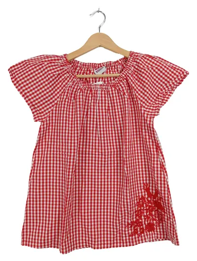 Yigga Mädchen Bluse Karo rot-weiß Stickerei Gr. 164 Baumwolle