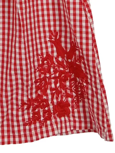 Yigga Mädchen Bluse Karo rot-weiß Stickerei Gr. 164 Baumwolle