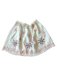 Antik Batik Minirock Damen Gr. 38 Beige Bohemian Stickerei 1