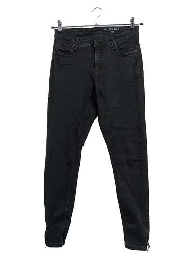NOISY MAY Damen Mom Jeans W31 L34 Schwarz Casual NMKIMMY Ankle Zip