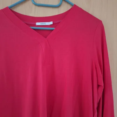 CECIL Langarmshirt Damen Gr. 38 M Rot Basic Baumwolle Modal Freizeit