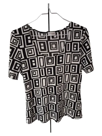 Ashley Brooke T-Shirt Damen 38/M Schwarz Weiß Geometrisch Casual