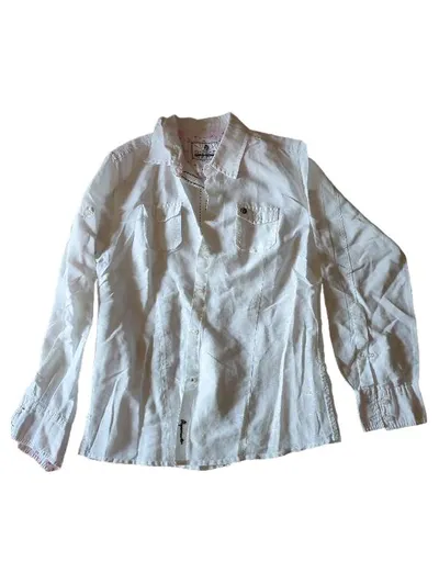 Arqueonautas Hemdbluse Damen Gr. 38/M Weiß Baumwolle Casual