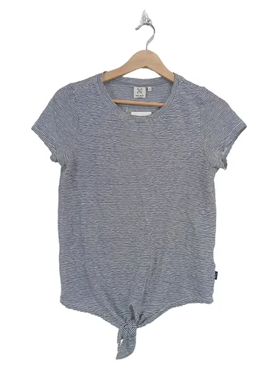 ANTI BLUE Damen T-Shirt Gestreift mit Knoten Gr. 34/XS