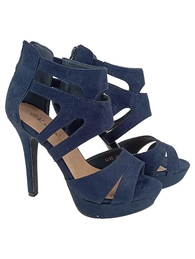 KAYLA Damen Sandaletten Gr. 38 Blau Elegant High Heels Plateau 12cm