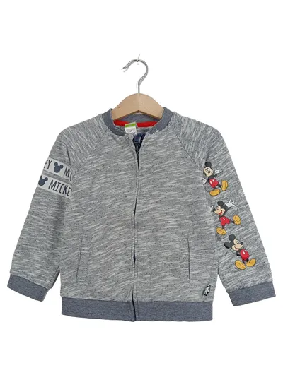 Disney Mickey Mouse Strickjacke Jacke Grau Gr. 98 Baumwolle Jungen Mädchen
