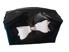 CHRIS FARRELL Kosmetiktasche Damen Schwarz Glänzend mit Schleife
