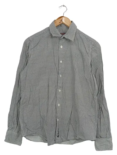 BEN SHERMAN Herren Freizeithemd Gr. 46/S Grau Grafisch Baumwolle Langarm