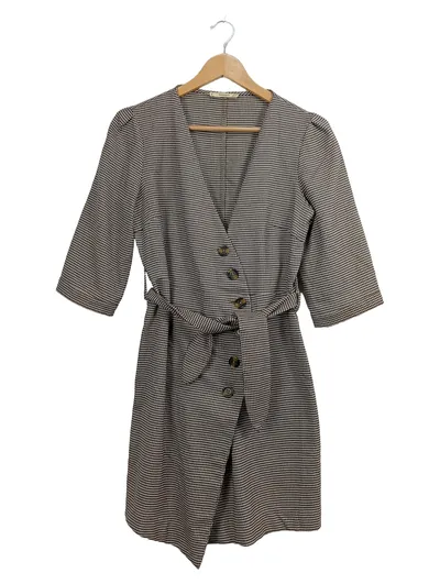 MANGO Businesskleid Damen Kariert 3/4 Arm Gr. 36 S Business