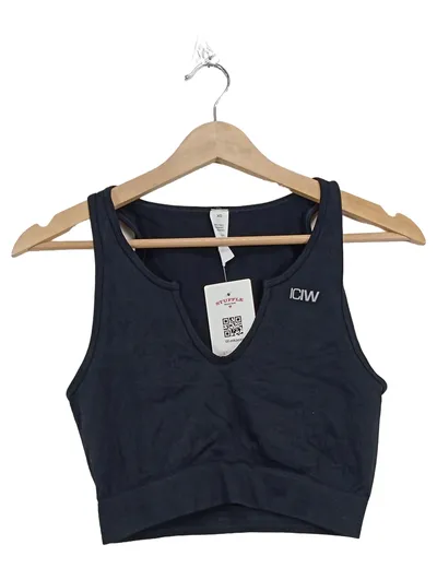 ICANIWILL Damen Sport BH Seamless Ribbed V-Ausschnitt Schwarz XS