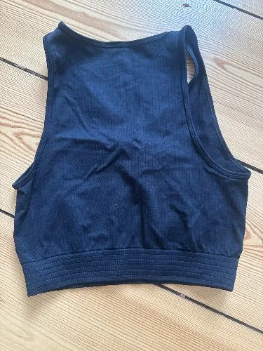 ICANIWILL Damen Sport BH Seamless Ribbed V-Ausschnitt Schwarz XS