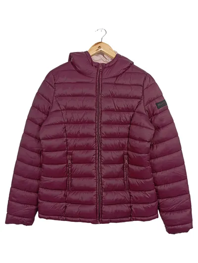 MARIKOO Damen Steppjacke Gr. 36/S Rot gesteppt mit Kapuze Outdoor Freizeit