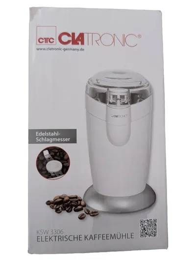 Clatronic KSW 3306 Elektrische Kaffeemühle Edelstahl-Schlagmesser Weiß