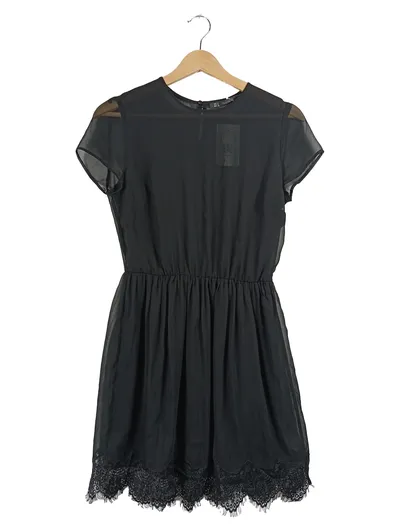Zara Kleines Schwarzes Cocktailkleid Spitze Elegant Schwarz Gr. M 38