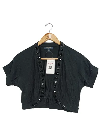 BANANA REPUBLIC Strickjacke Damen Kurzarm Elegant Schwarz Gr. 36/S Strass