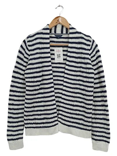 BLOOMINGS Damen Strickjacke 36/S Blau Weiß Gestreift Baumwolle Klassisch