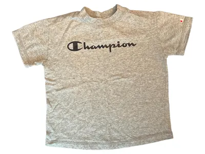 Champion Kinder T-Shirt Grau Gr. 140 Logo Print Baumwolle Casual Kurzarm