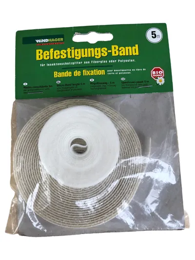 Windhager Befestigungsband 5m Weiß Fliegengitter Klettband Insektenschutz