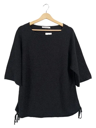 Betty Barclay Damen Pullover Gr. 44 XXL Schwarz Glitzer Lurex Rippstrick Modern