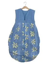 ALVI Baby Schlafsack Gr. 98 Blau mit Blumenmuster 100% Baumwolle 1