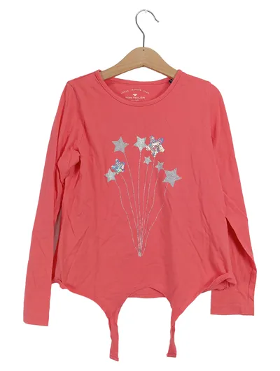TOM TAILOR Mädchen Langarmshirt Sterne Pailletten Gr. 128/134 Pink Casual