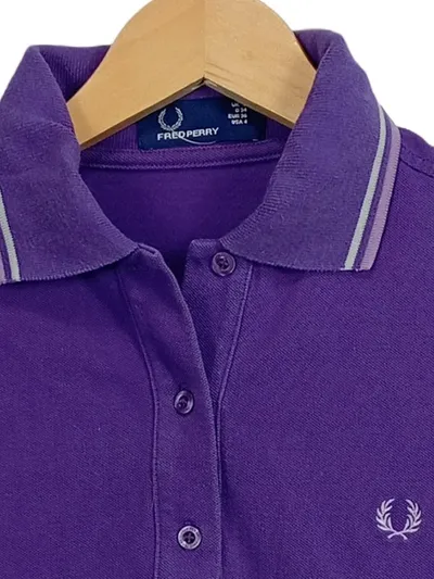 Fred Perry Damen Poloshirt Gr. 34/XS Lila Baumwolle Twin Tipped