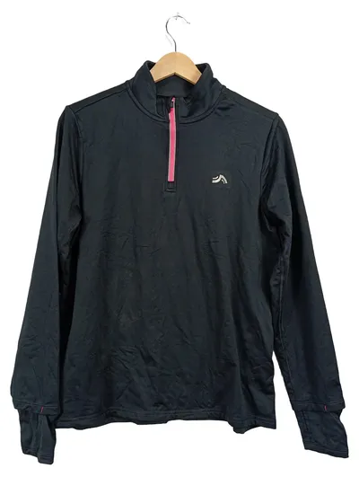 Crivit Funktionsshirt Damen Sport Shirt Langarm Reißverschluss Schwarz Gr. 40 L