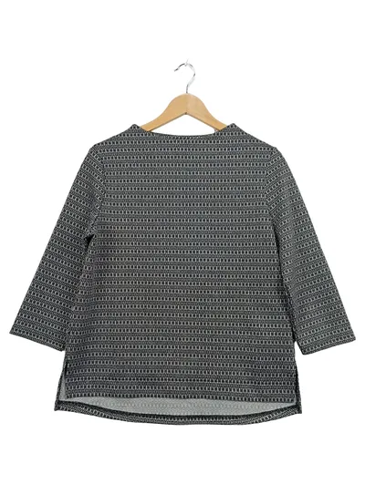 OPUS Damen Pullover Shirt Gr. 36/S Grau Strukturmuster Modern