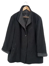 BARBARA LEBEK Damen Wollmantel Grau Gr. UNI Klassisch Elegant 1
