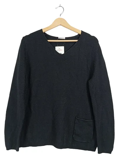 Gerry Weber Pullover Damen V-Ausschnitt Strick Schwarz Gr. 40 L Tasche Basic