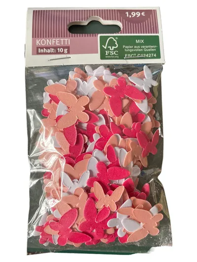 DEKOWELT Konfetti Schmetterlinge 10g Rosa Weiß Pink Deko Basteln Party