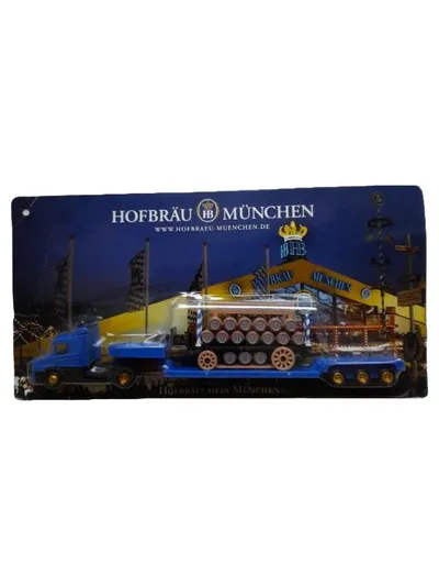 Hofbräu München Modell LKW Bierlaster mit Bierfässern Modellfahrzeug Blau