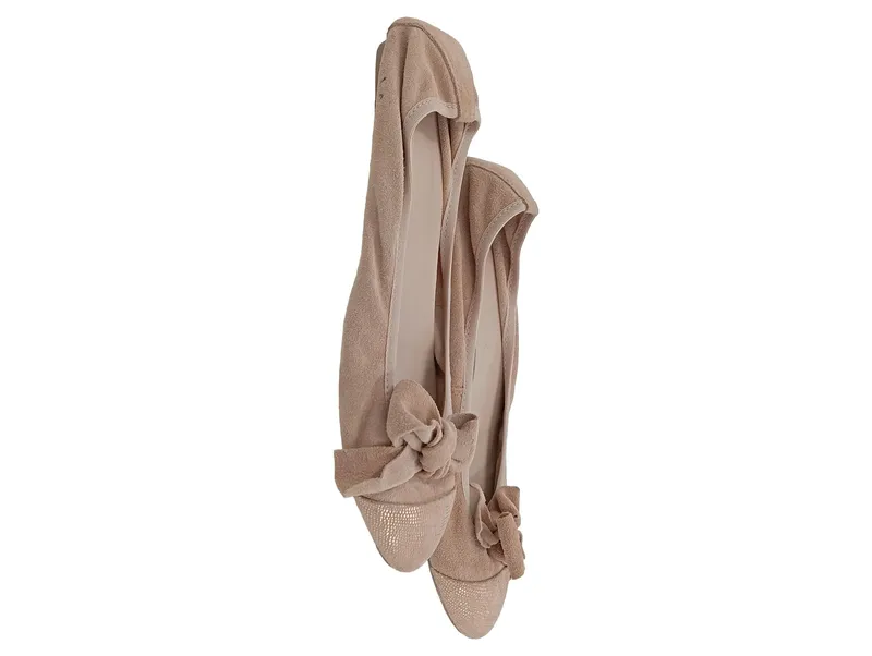 MINOZZI MILANO Damen Ballerinas Gr. 42 Beige Schleife Casual 1
