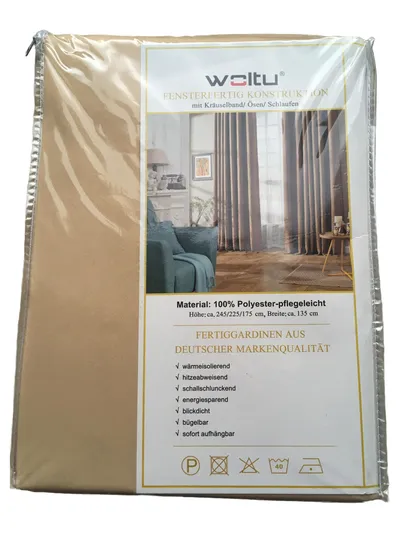 WOLTU Gardine Fertiggardine Braun 135x225 cm Modern Thermogardine Kräuselband