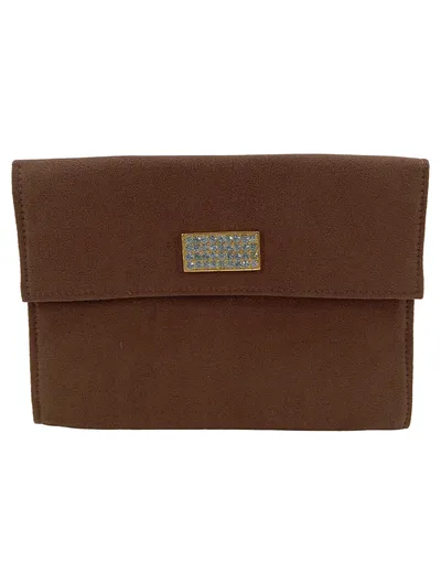 HELENA RUBINSTEIN Clutch Damen Braun Elegant Strass Abendtasche 20x14cm