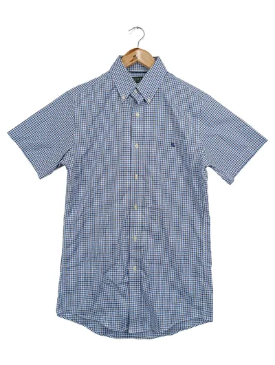 LAUREN RALPH LAUREN Damen Business Hemd Kurzarm Kariert Blau Gr. 38/M