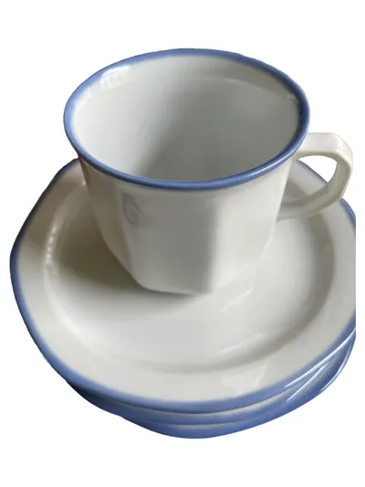 Burg Lindau Tasse und Unterteller Weiß Porzellan M