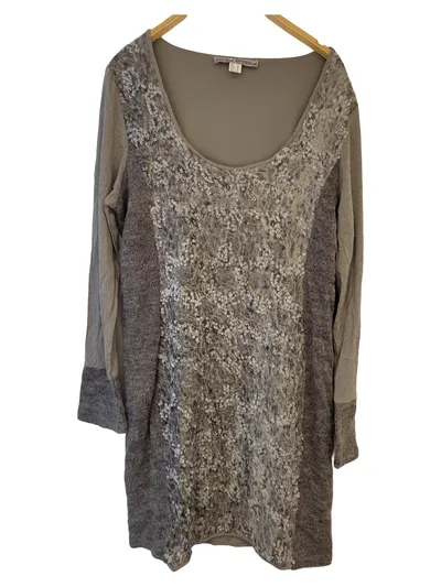 Ashley Brooke Damen Freizeitkleid Gr. 44 Grau Casual Strukturmuster