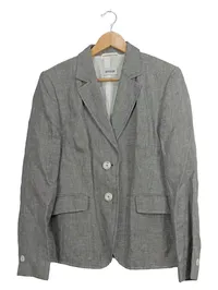 Basler Damen Blazer Gr. 40 Grau Leinen Baumwolle Klassisch Business 1