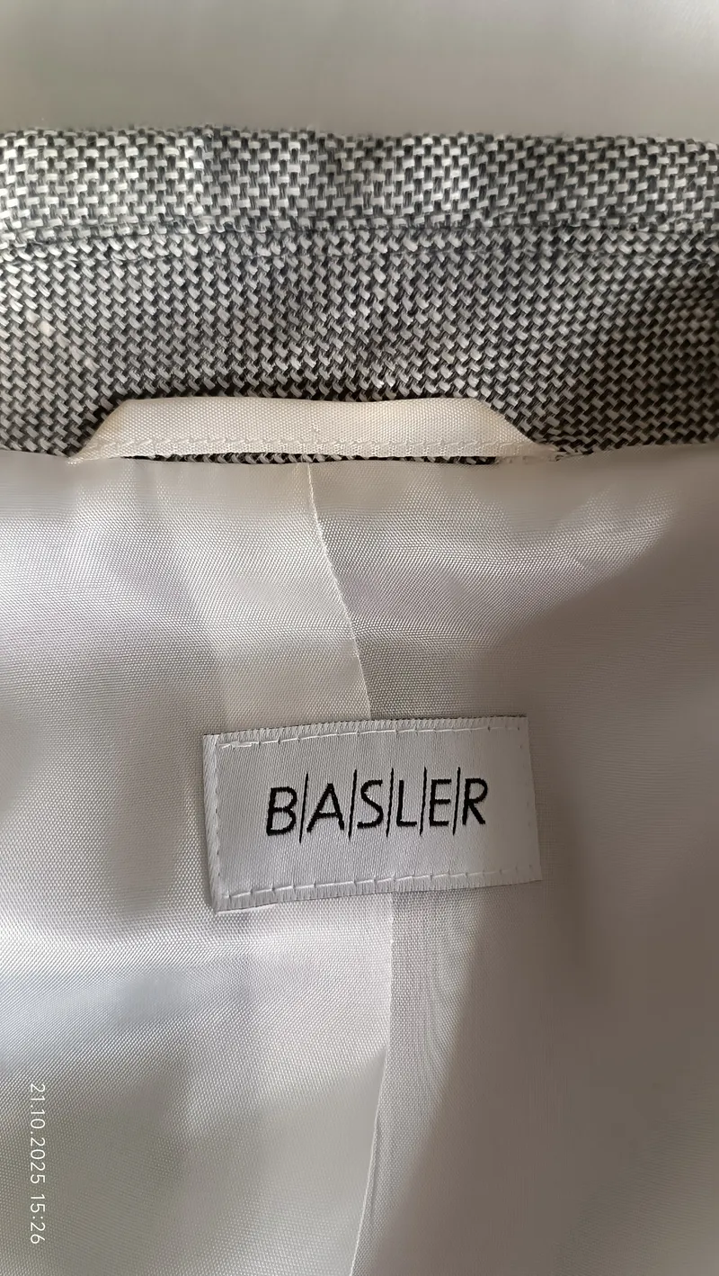 Basler Damen Blazer Gr. 40 Grau Leinen Baumwolle Klassisch Business 5