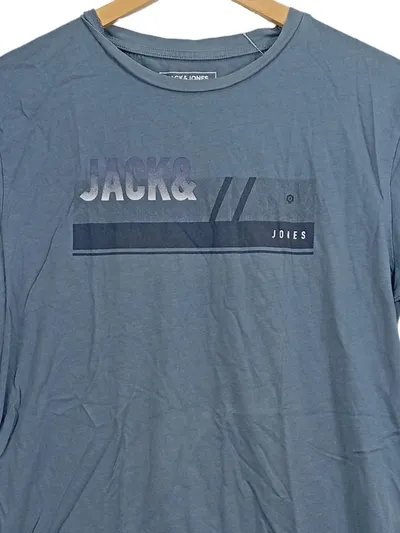 Jack & Jones Core Herren T-Shirt Gr. L Blau Logo Print Baumwolle