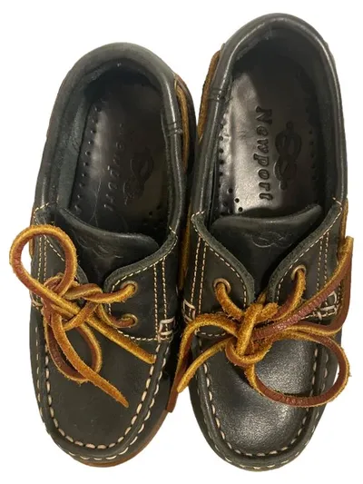 Newport Kinder Schnürschuhe Bootsschuhe Gr. 31 Schwarz Leder Casual