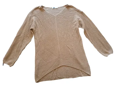 everme Damen Pullover Strickpullover Gr. 40/L Beige Casual Asymmetrisch