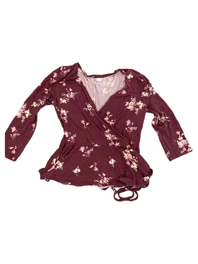 Cubus Damen Bluse Wickelbluse S Rot Blumenmuster Feminin Viskose