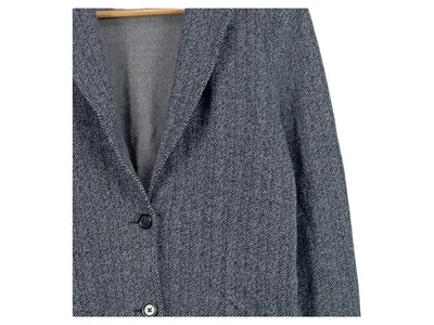 Marc O'Polo Damen Blazer Gr. 44 Grau Fischgrät Baumwolle Casual