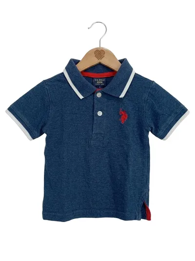 U.S. POLO ASSN. Kinder Poloshirt Gr. 74 Blau Baumwolle Kurzarm