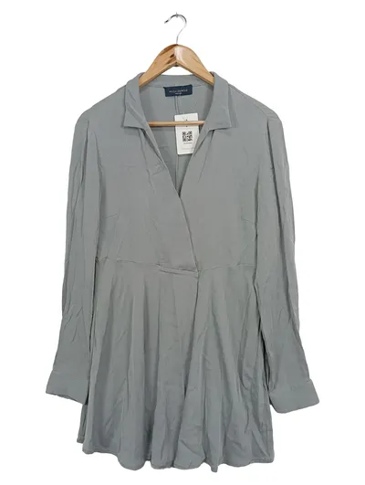 PIAZZA SEMPIONE Damen Blusenkleid Gr. 38/M Grau Seide Elegant Business