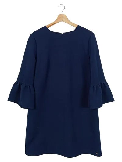 JETTE Blusenkleid Damen Gr. 40/L Blau Elegant Klassisch Rüschenärmel