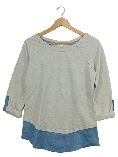 Valleygirl Damen Pullover 3/4 Arm Melierter Casual Grau Gr. 36 S