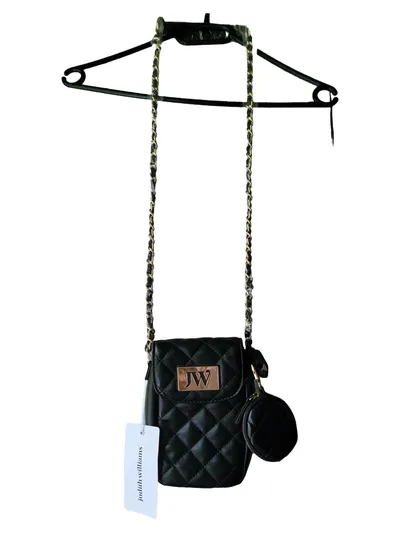 Judith Williams Damen Handytasche Schwarz Elegant gesteppt mit Münzbörse Leder